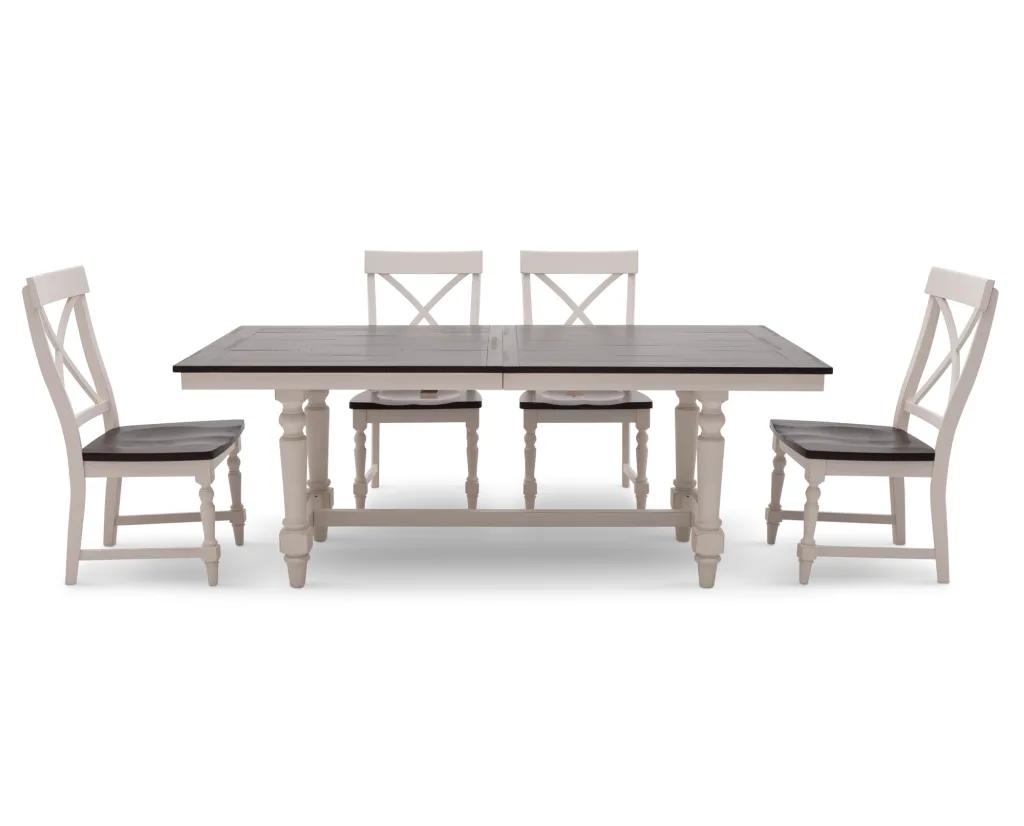 MountainHome5PcRectangleDiningSet-RusticCherryandWhiteEndChairsTucked_mhcdfh